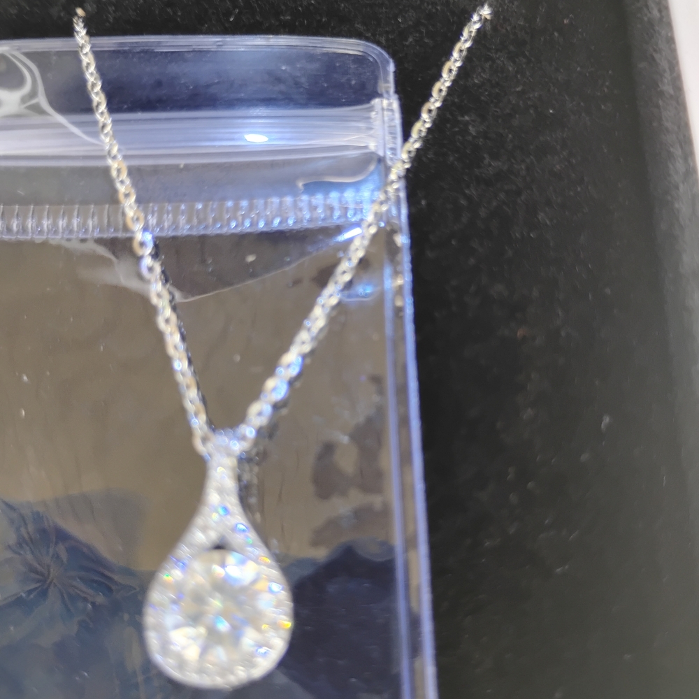 Radiant Silver Teardrop Necklace